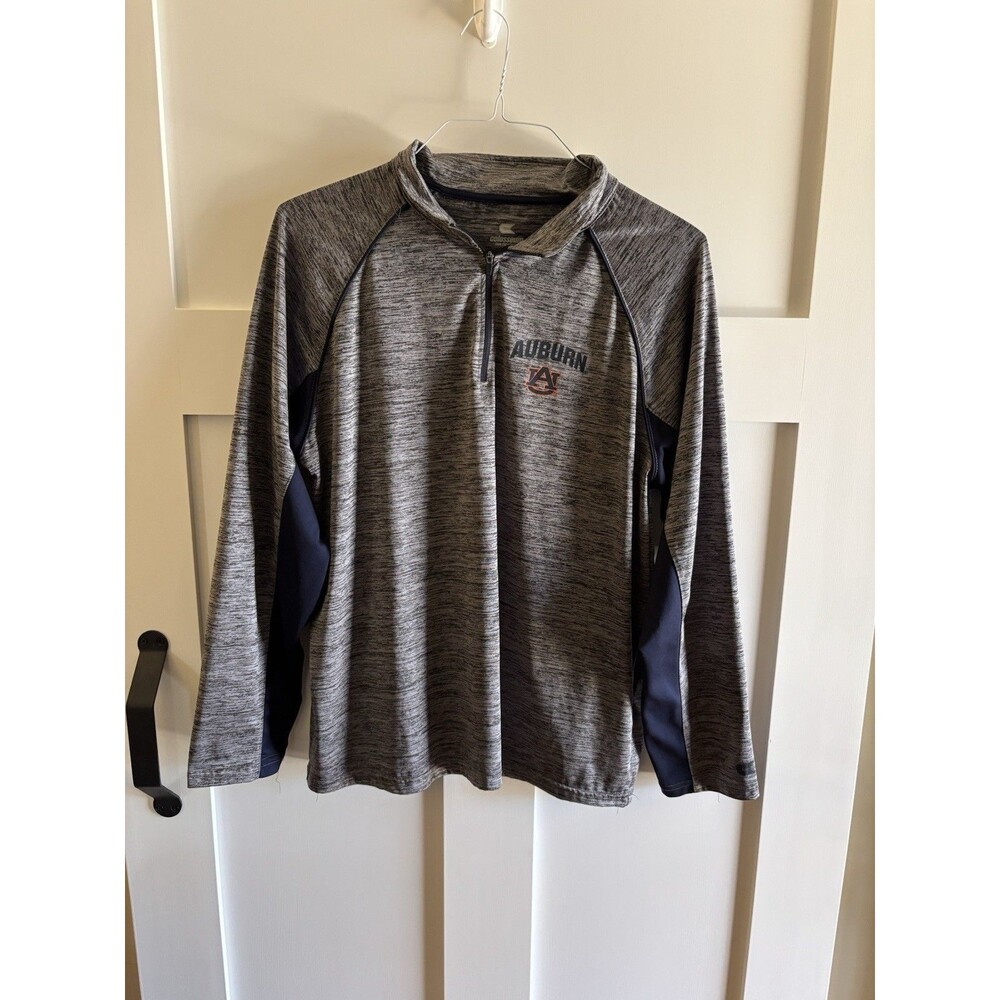 Auburn University Colosseum Shirt L 1/4 Zip Gray Heather Long Sleeve Pullover